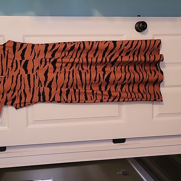 Asos cap sleeves brown black print 2 front slits dress size 6 - Picture 7 of 10